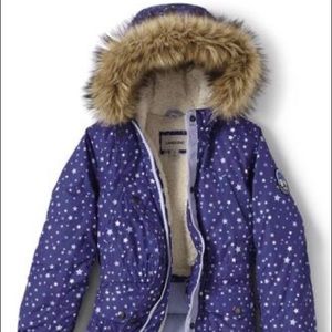 Lands End M girls purple stars expedition parka
